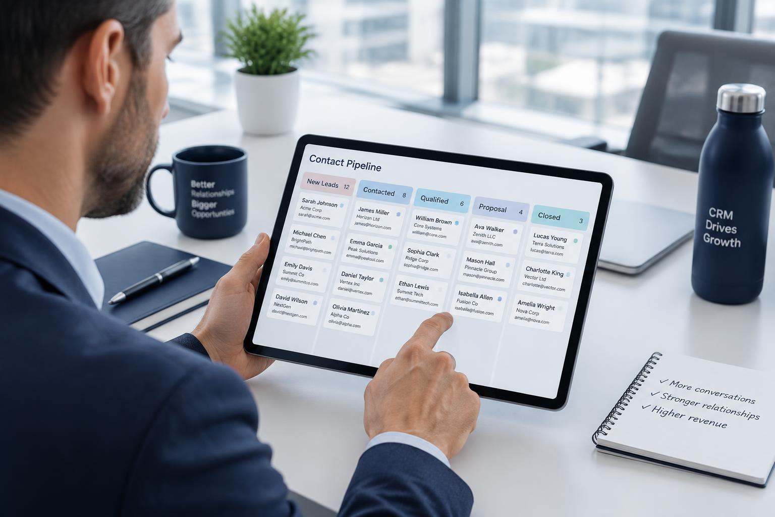 Contact pipeline board on a tablet